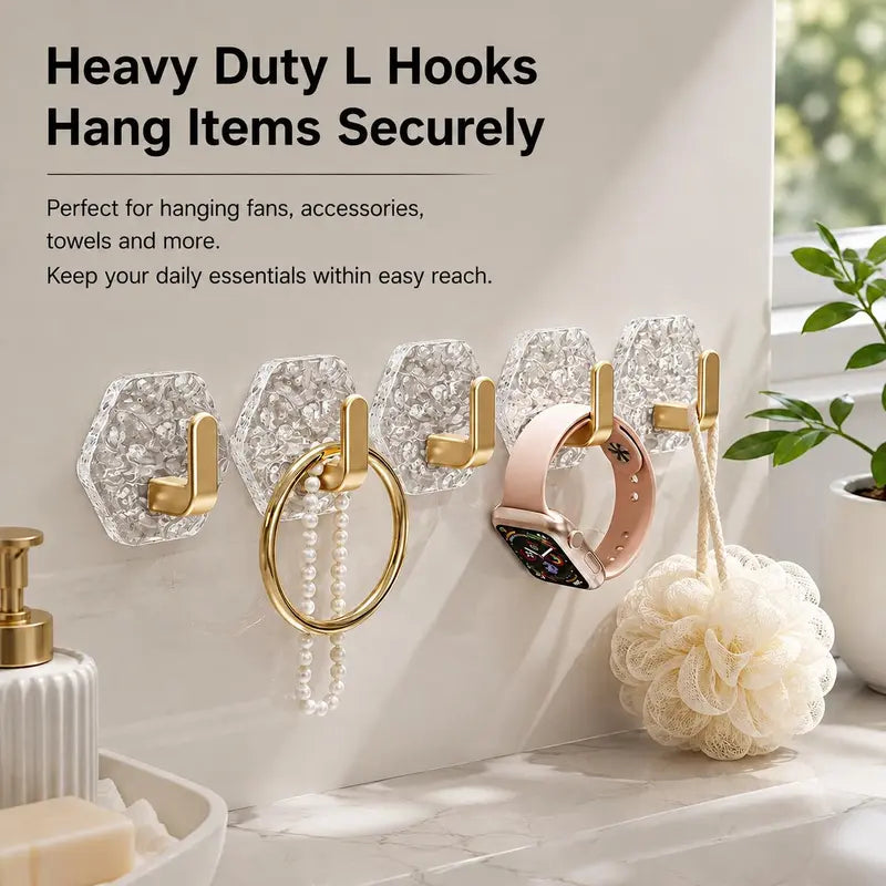10 Pcs Heavy-Duty Plastic Self-Adhesive Hexagonal Ripple Hooks