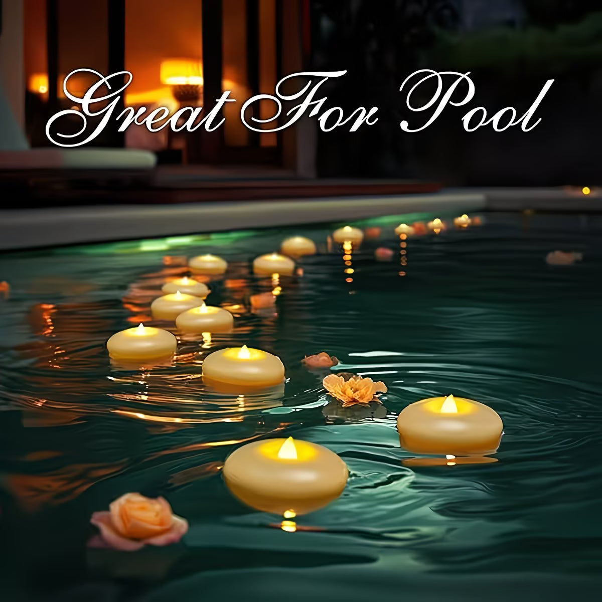 6pcs Flameless LED Floating Waterproof Plastic Ivory Tea Light Candles
