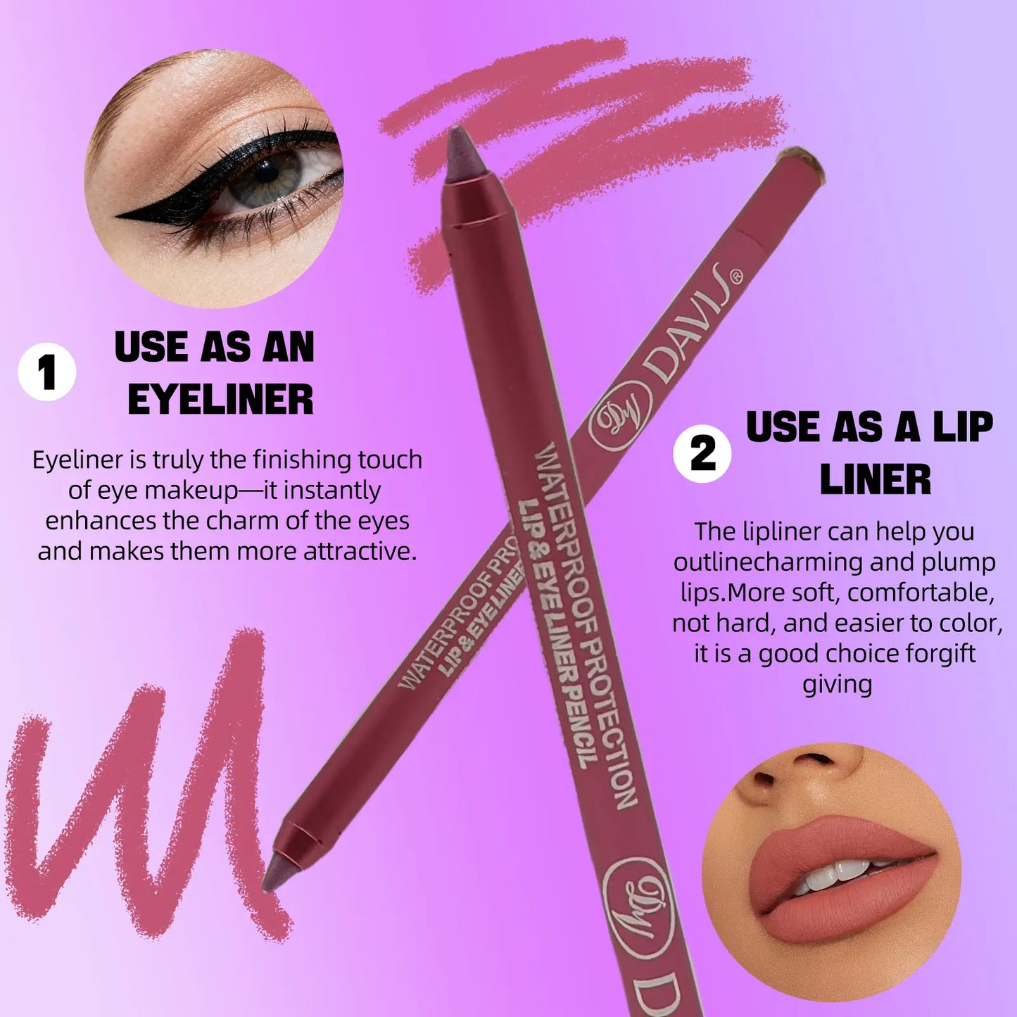 12 Color Eyeliner Shades Pen - High Color Pearl Gloss Finish
