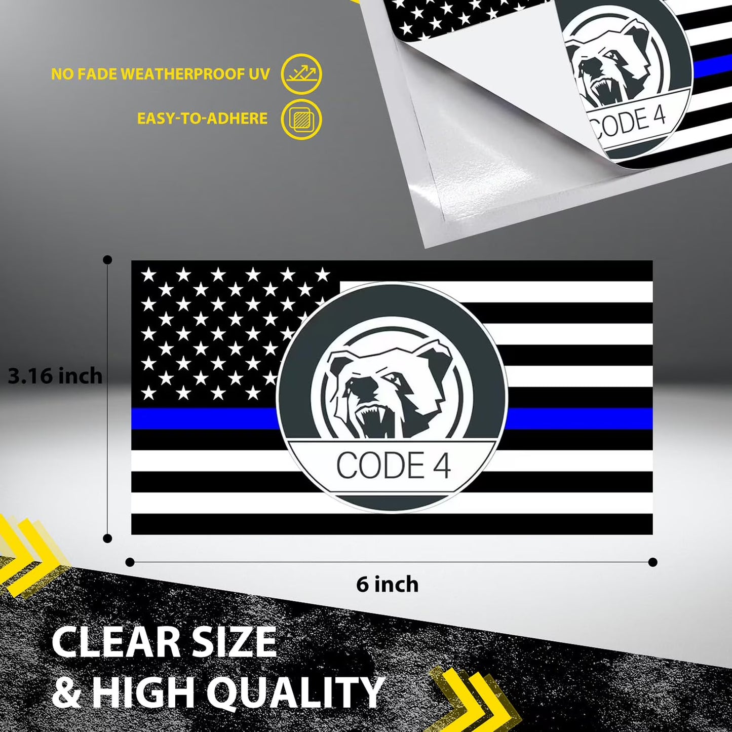 5PCS Thin Blue line Sticker Code 4 - American Flag Thin Blue Line Car Decal
