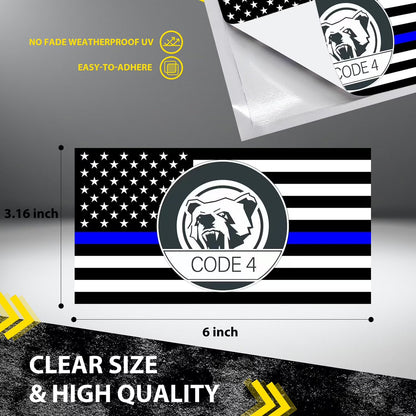 5PCS Thin Blue line Sticker Code 4 - American Flag Thin Blue Line Car Decal