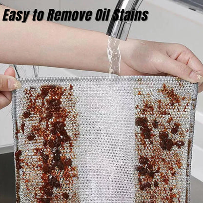 10pcs Magic Dishcloth  Double Layer Silver Wire Cleaning Kitchen Cloth