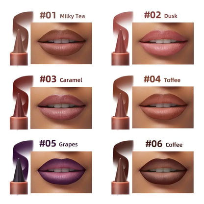 6 pcs/set Long lasting 2-in-1 Liquid Lip Liner & Lipstick