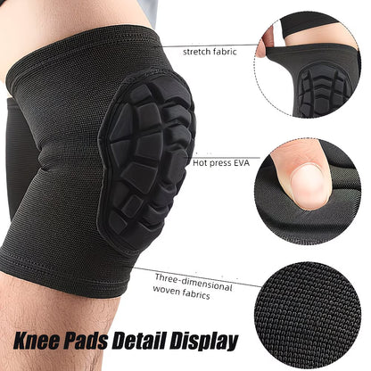 A Pair Knee Pads with Honeycomb Padding Brace Soft Compression Sleeve and Non-Slip