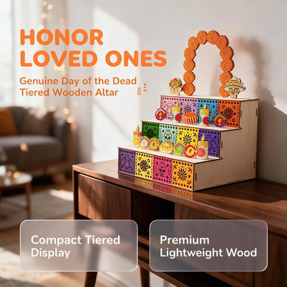 Mexican Day of the Dead 3-Tier Wooden Altar Display Set