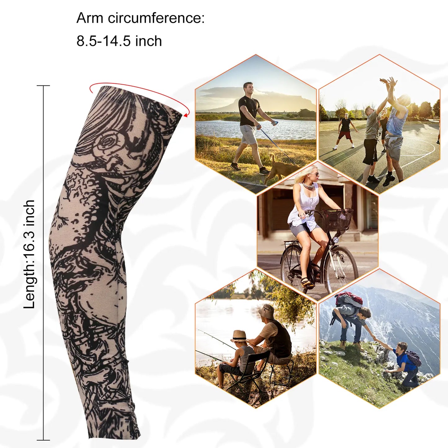 6PCS Ice Silk Tattoo Arm Sleeves