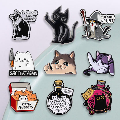 9-Piece Set Cute Cat Enamel Pin Drop Set Pins