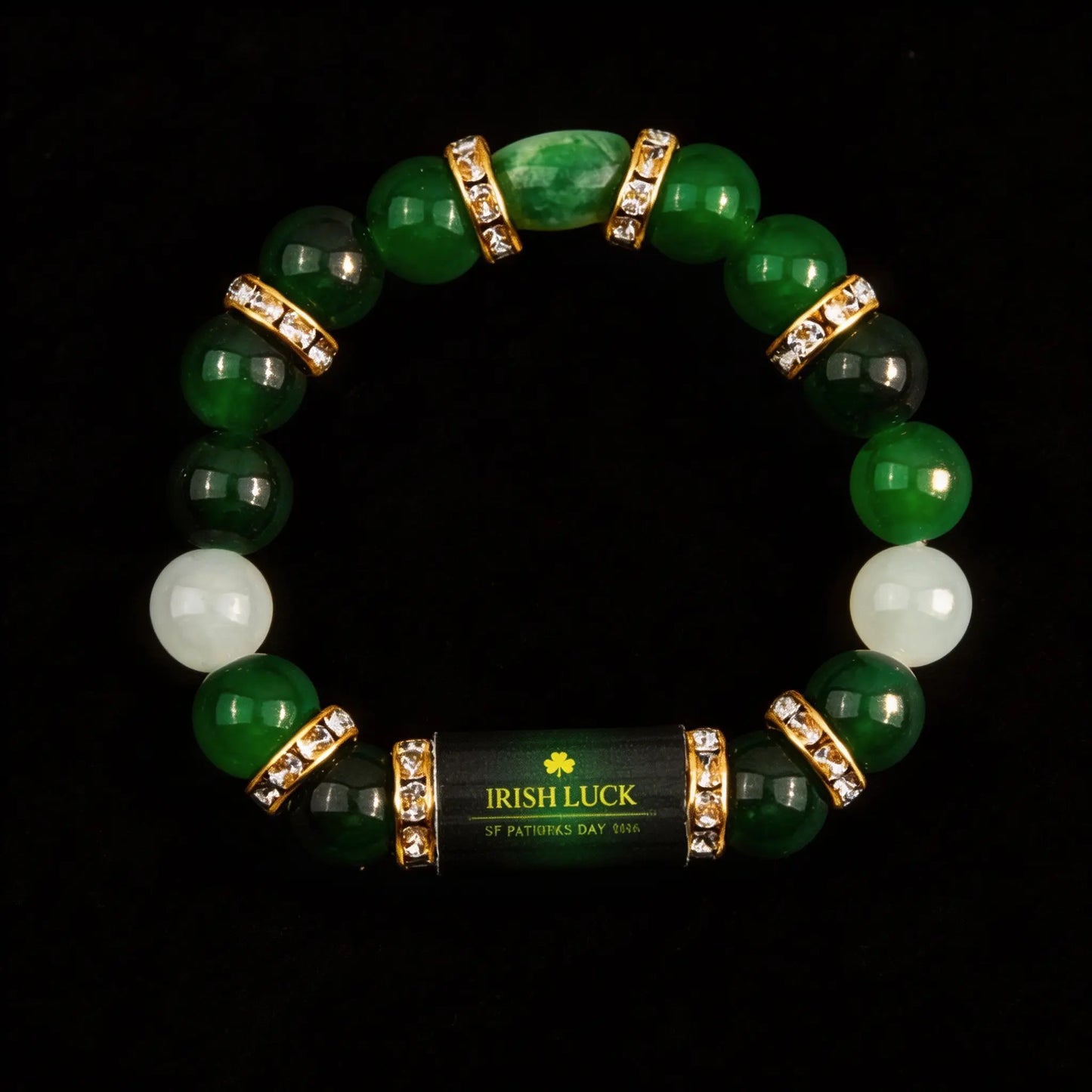 Irish Luck St. Patrick's Day Bracelet | Green Agate Lucky Clover Beaded Bracelet