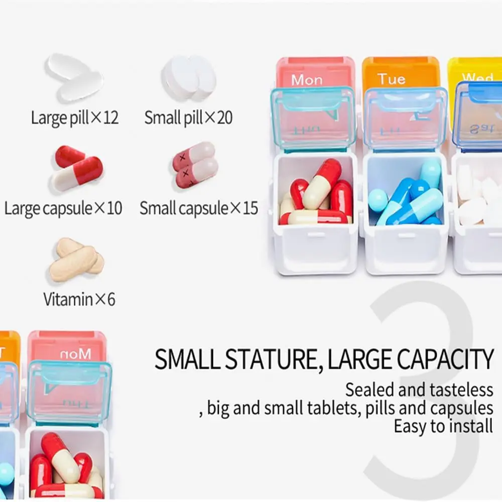 7 Days Pill Dispenser Organizer with Reminder Alarm
