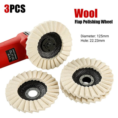 3 pieces Upgraded Wool Felt Polishing Wheel with Cloth Cover