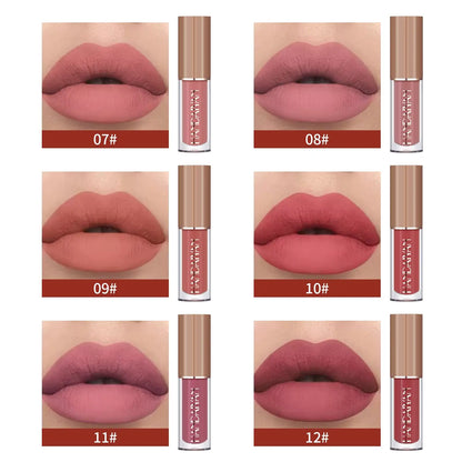 12-Color Book-Style Lip Glaze Set – Liquid Lipstick with Glossy & Pearlescent Finish