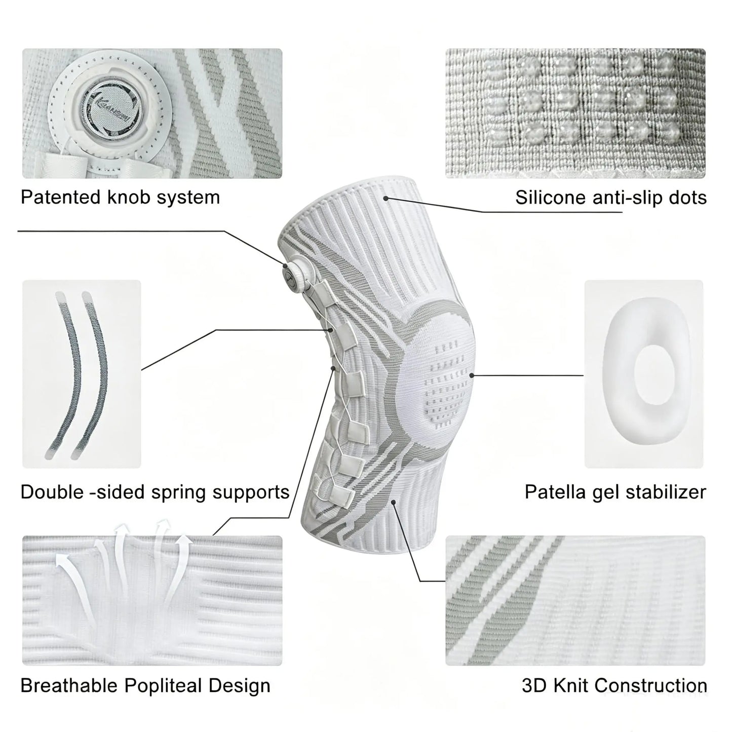 Adjustable Compression Knee Support – Knob Design + Patella