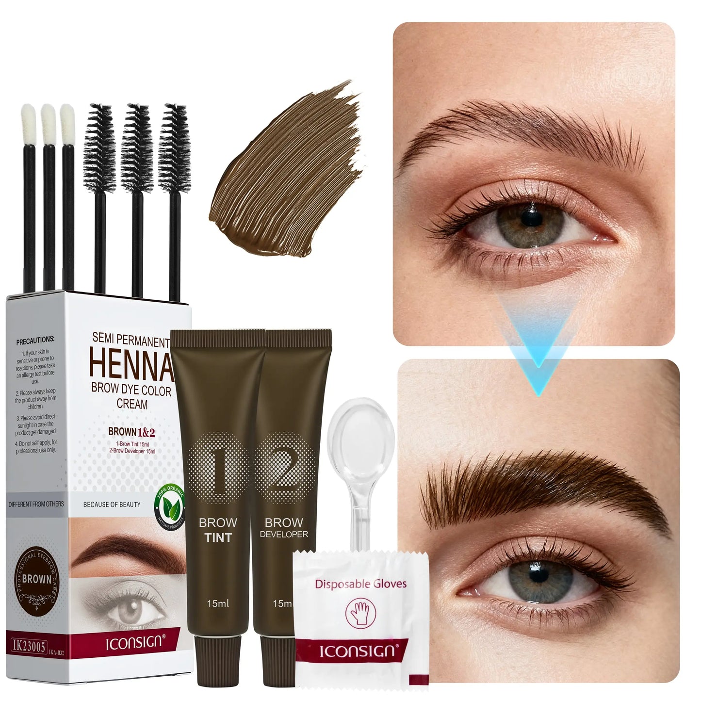Iconsign Henna Brow Dye Cream, Eyebrow Tinting Cream