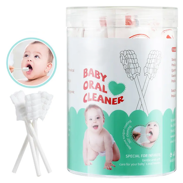30PCS Disposable Newborn Baby Items - Soft Gauze Oral Care Solid Swabs with Double Suture Fastening