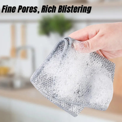 10pcs Magic Dishcloth  Double Layer Silver Wire Cleaning Kitchen Cloth