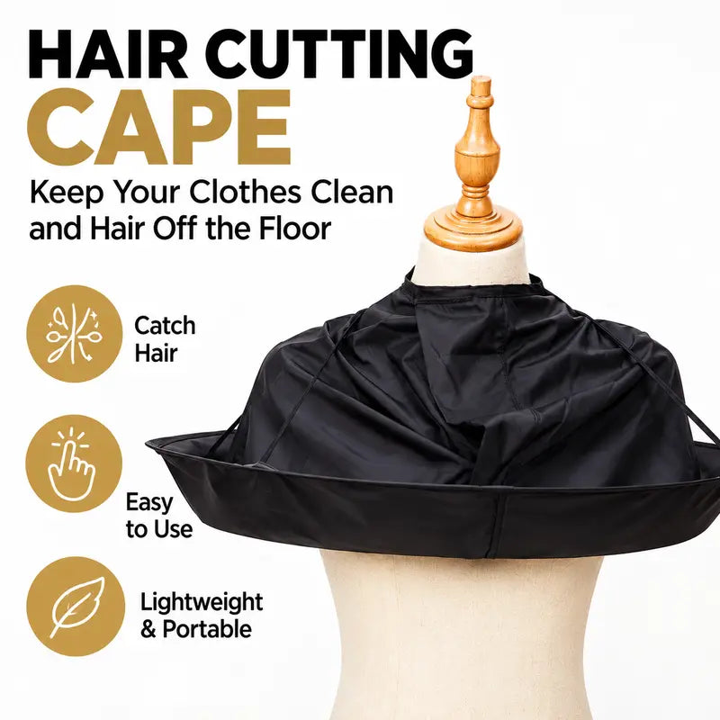 Wearable Barber Hair Cutting Cape, Foldable Hair Catching Pocket Design Haircut Cloak