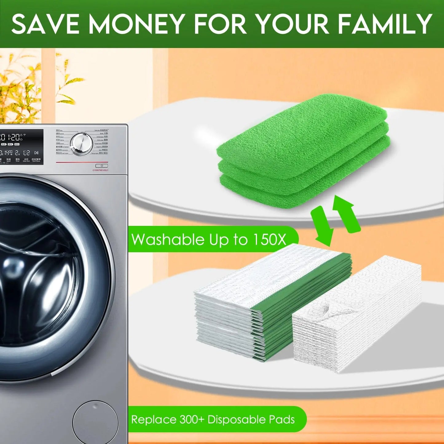 8 Pack Reusable Mop Pads Compatible with Sweeper – Absorbent Washable Microfiber Dry & Wet Cleaning Cloths