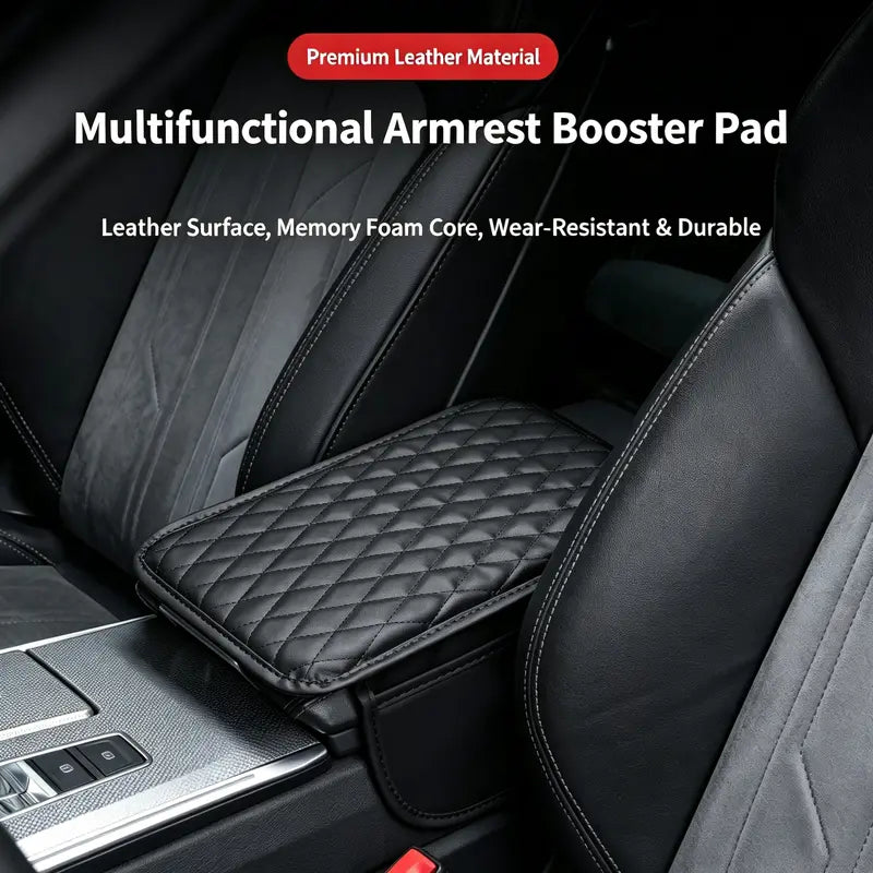 Car Armrest Box Cushion with Built-in Storage Bag