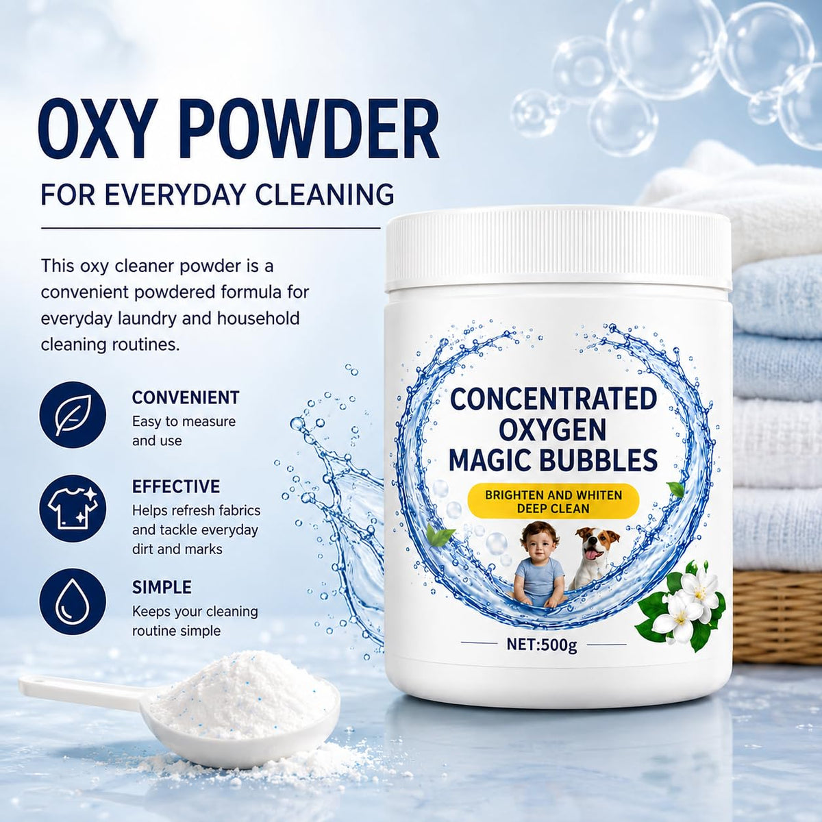 All-Purpose Oxygen Stain Remover Powder,500g,Powdered Spot Remover