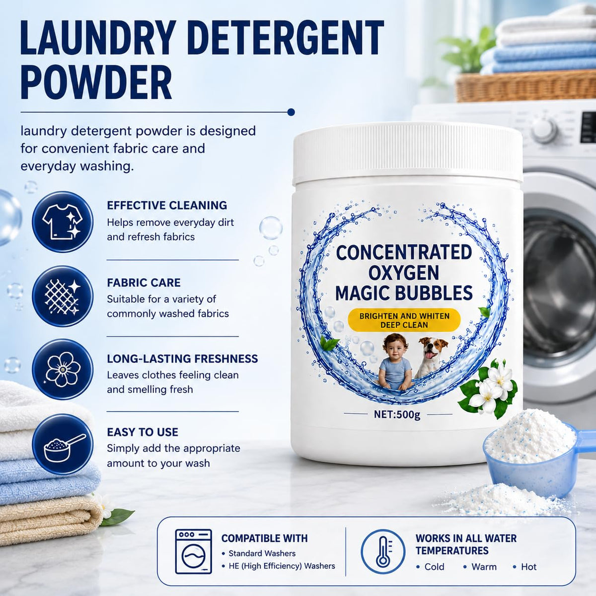 All-Purpose Oxygen Stain Remover Powder,500g,Powdered Spot Remover