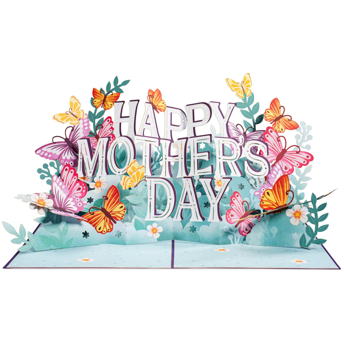3D Happy Mother's Day Colorful Flower Carving Blessing Card Paper