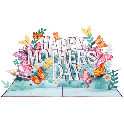 3D Happy Mother's Day Colorful Flower Carving Blessing Card Paper