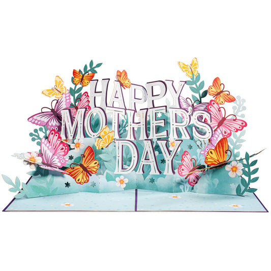 3D Happy Mother's Day Colorful Flower Carving Blessing Card Paper