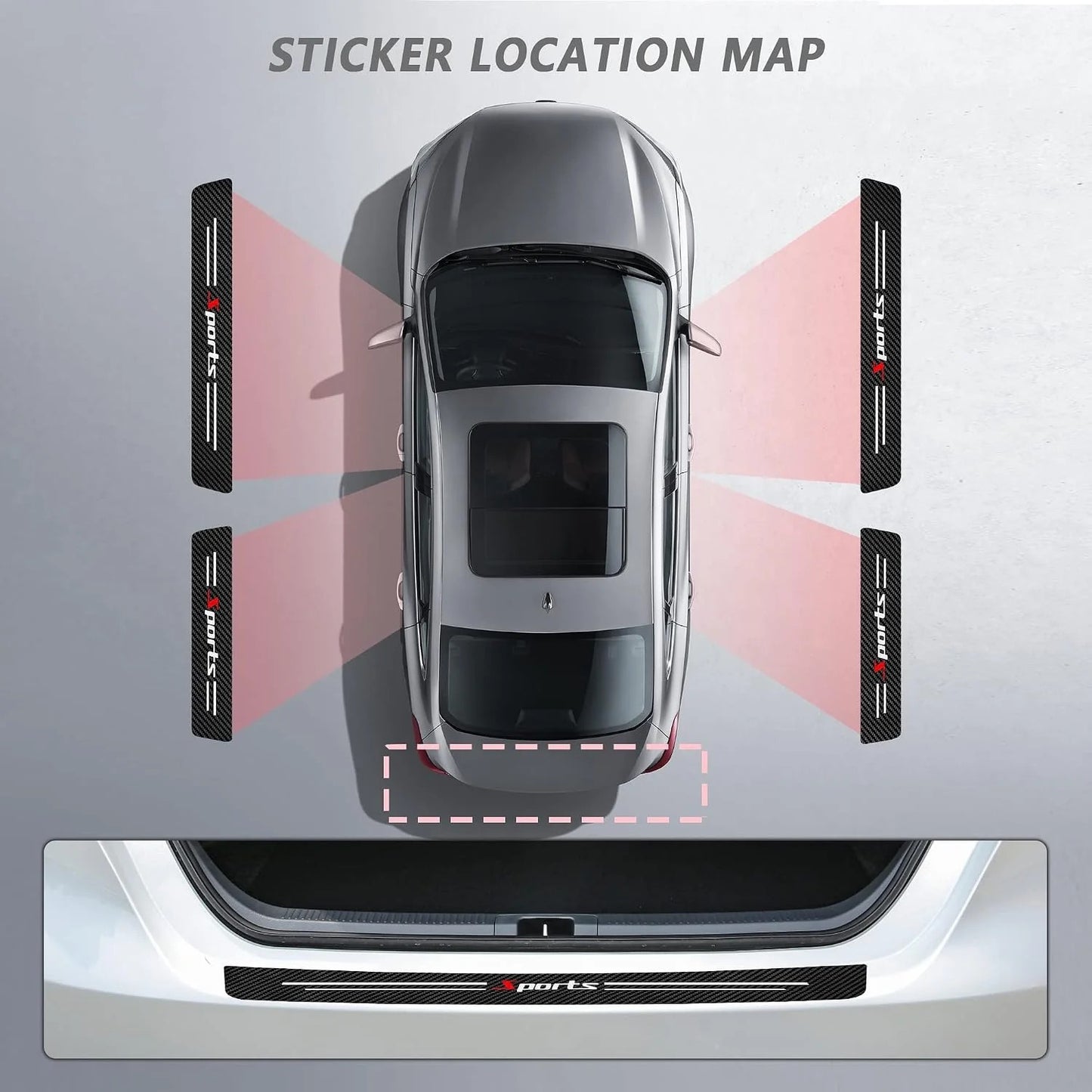 5-Piece "Sports" Pattern Carbon Fiber Door Sill Protection Strip Set