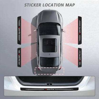5-Piece "Sports" Pattern Carbon Fiber Door Sill Protection Strip Set