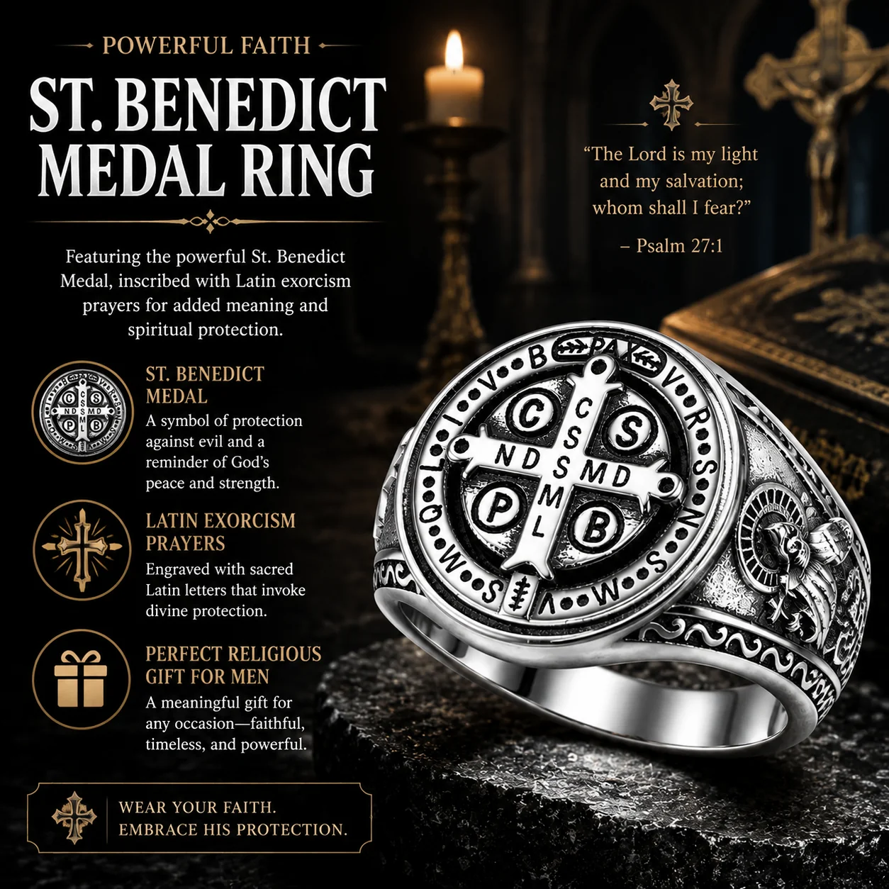 Saint Benedict Exorcism Ring