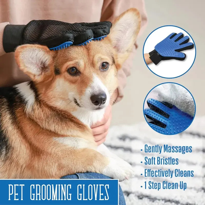 Pet Grooming Gloves, Upgrade Version with Enhanced 255 Silicone Grooming Tips