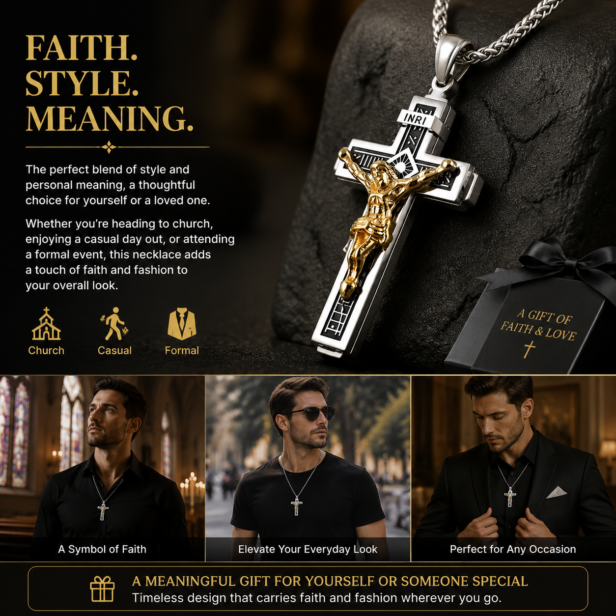 Distinctive Titanium Steel Cross Pendant