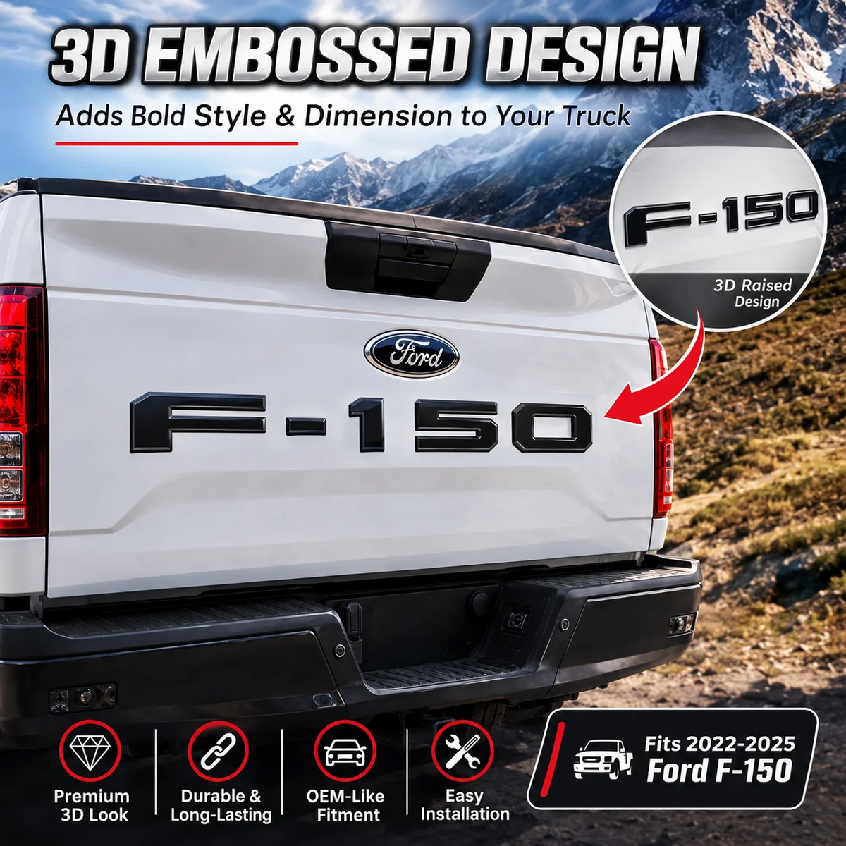 New Ford F-150 Pickup Tailgate Letter Decals