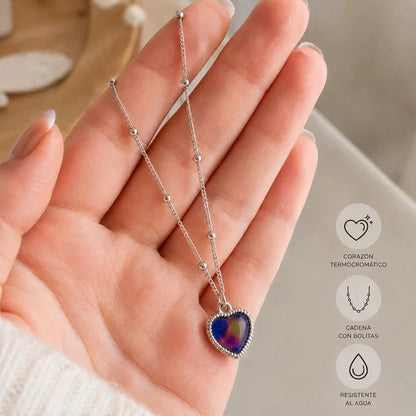 Mood Pendant Necklace Heart-Shaped Temperature-Sensitive Color- Changing Necklace