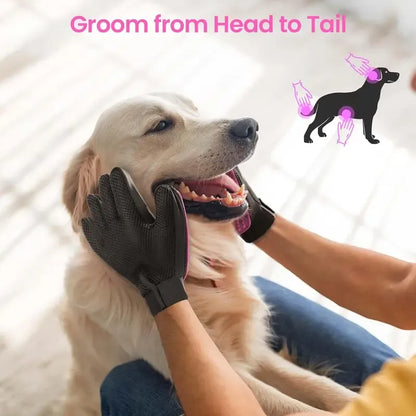 Pet Grooming Gloves, Upgrade Version with Enhanced 255 Silicone Grooming Tips