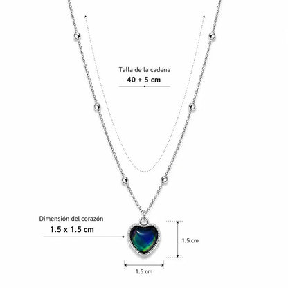 Mood Pendant Necklace Heart-Shaped Temperature-Sensitive Color- Changing Necklace