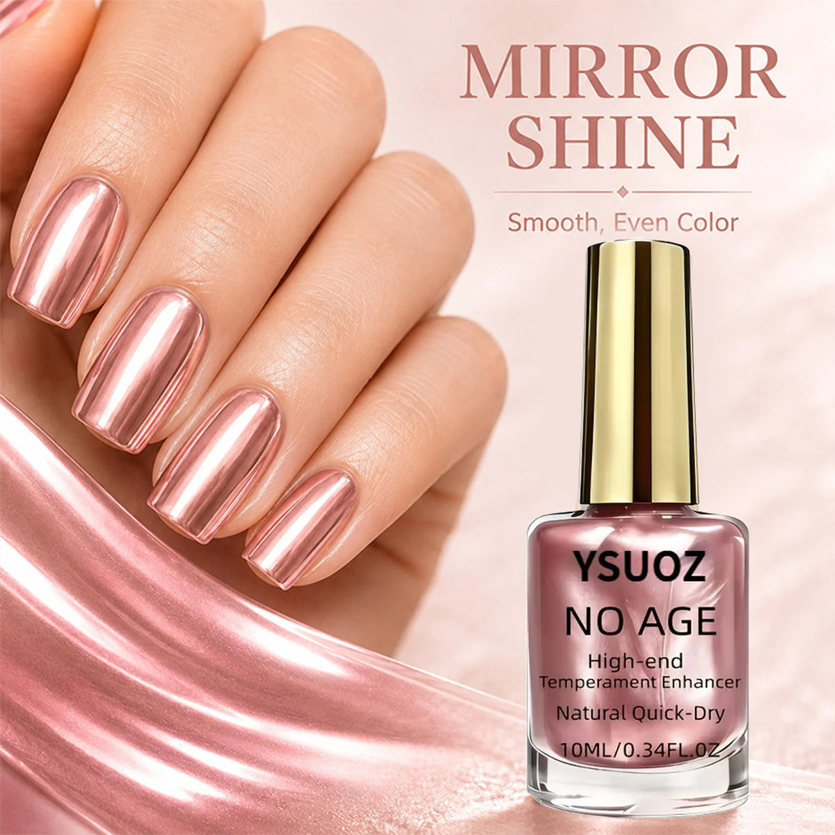 New Rose Gold Metallic Mirror-finish Nail Polish- Quick-drying, Long- lasting, High-shine