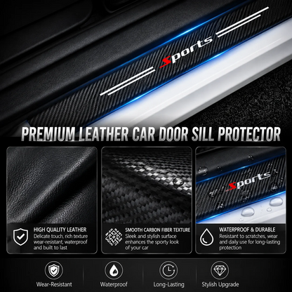 5-Piece "Sports" Pattern Carbon Fiber Door Sill Protection Strip Set