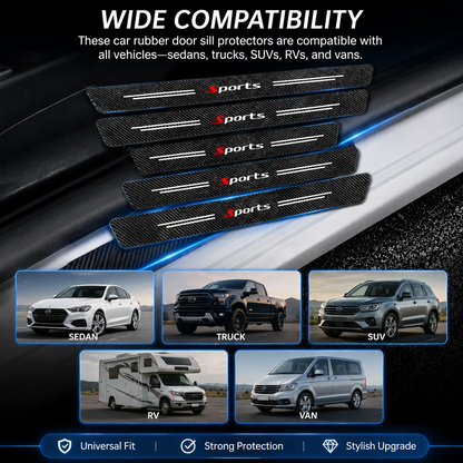 5-Piece "Sports" Pattern Carbon Fiber Door Sill Protection Strip Set