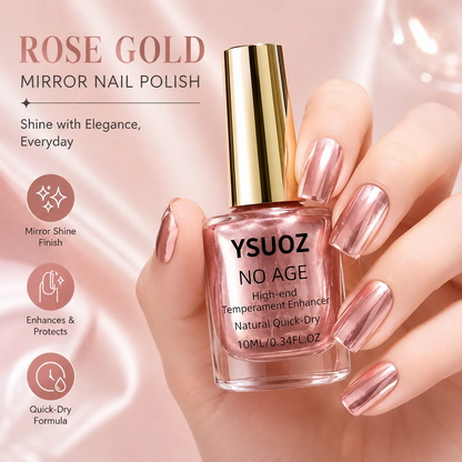 New Rose Gold Metallic Mirror-finish Nail Polish- Quick-drying, Long- lasting, High-shine