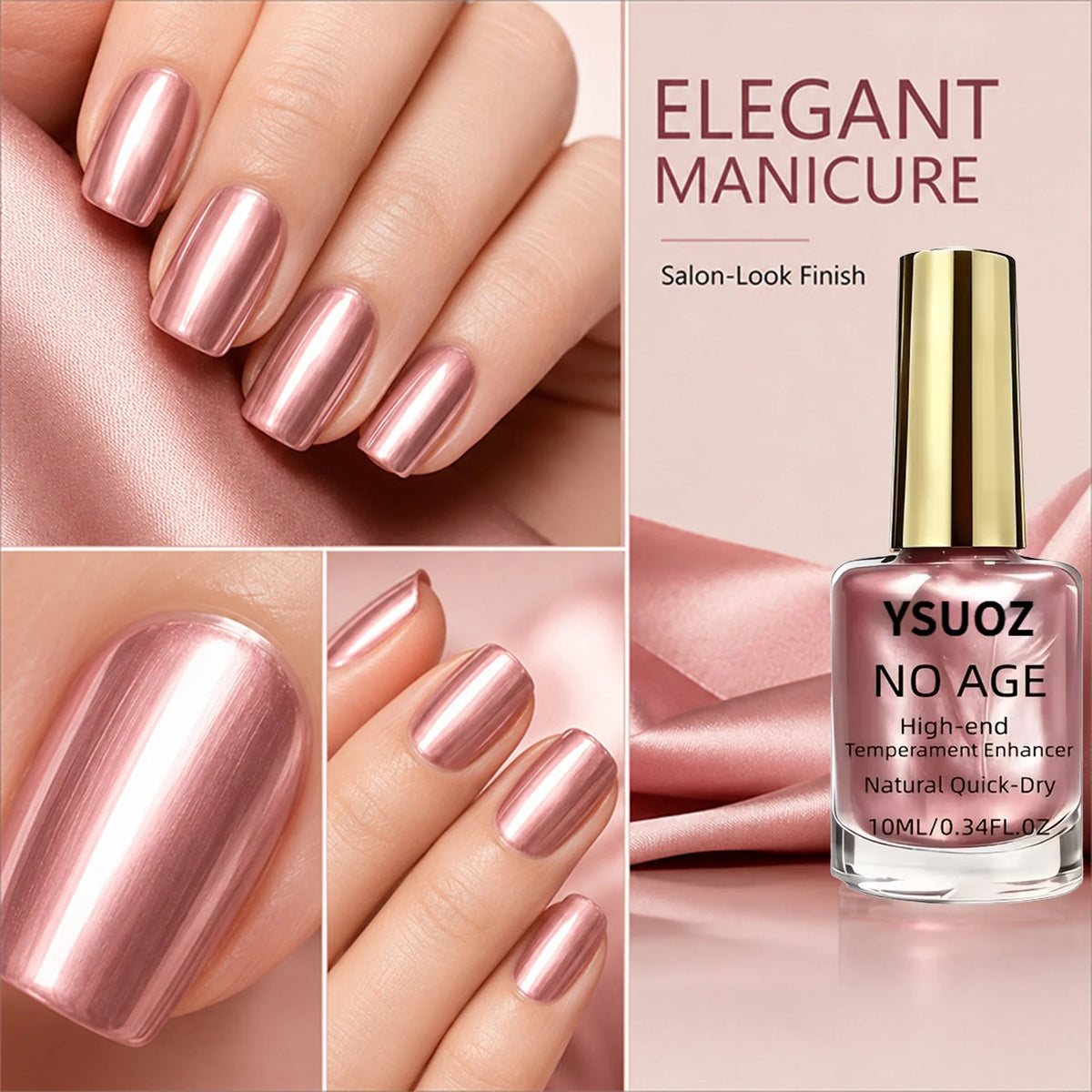 New Rose Gold Metallic Mirror-finish Nail Polish- Quick-drying, Long- lasting, High-shine