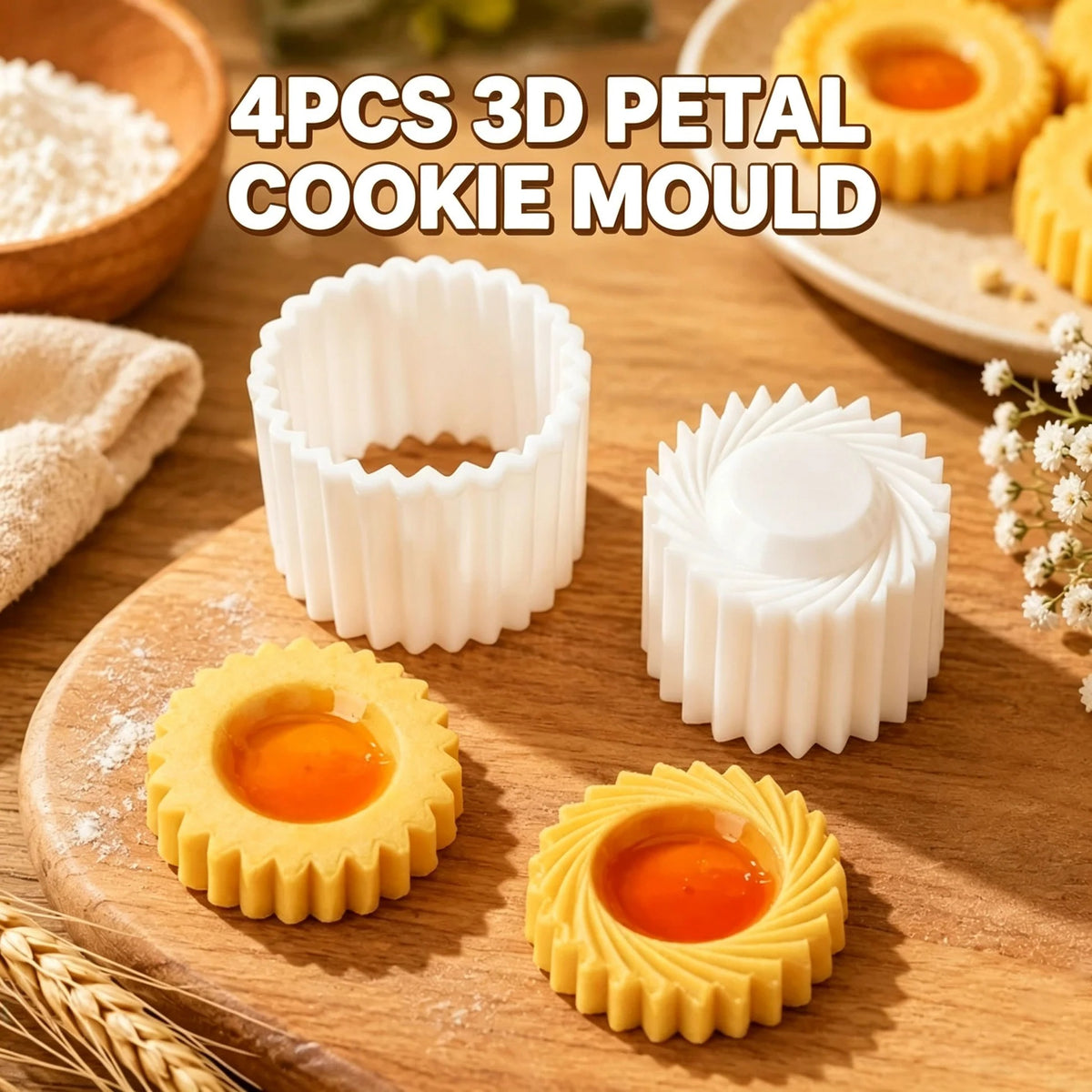 3D Petal Cookie Cutter Set (4-Piece)