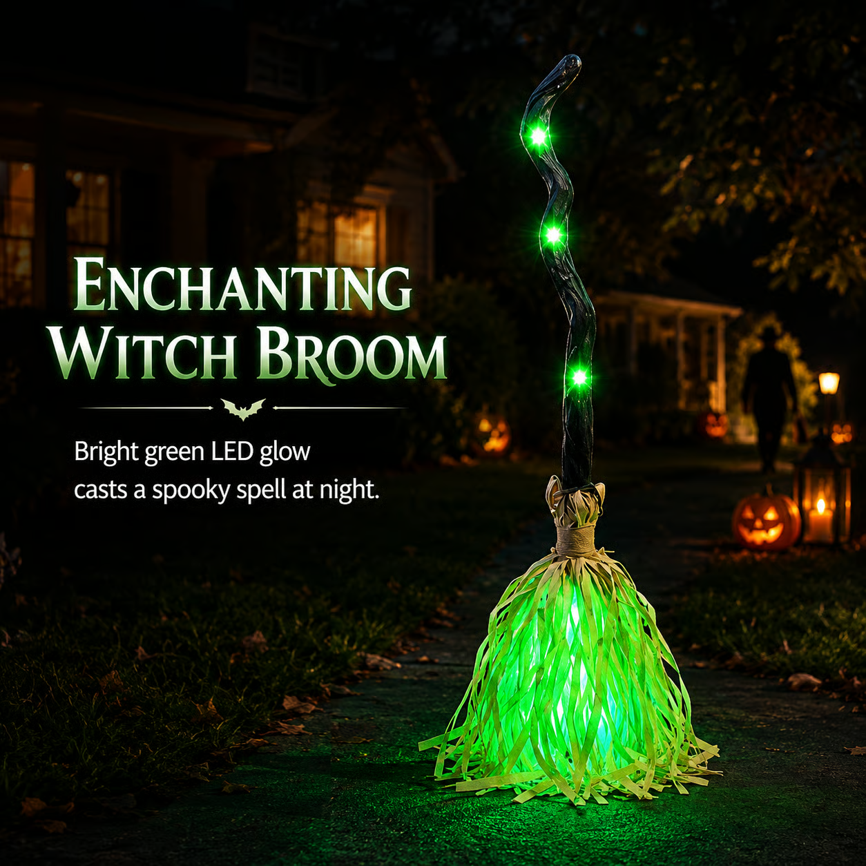 Magic Halloween Animated Moving WitchBroom Light-Sound-Motion
