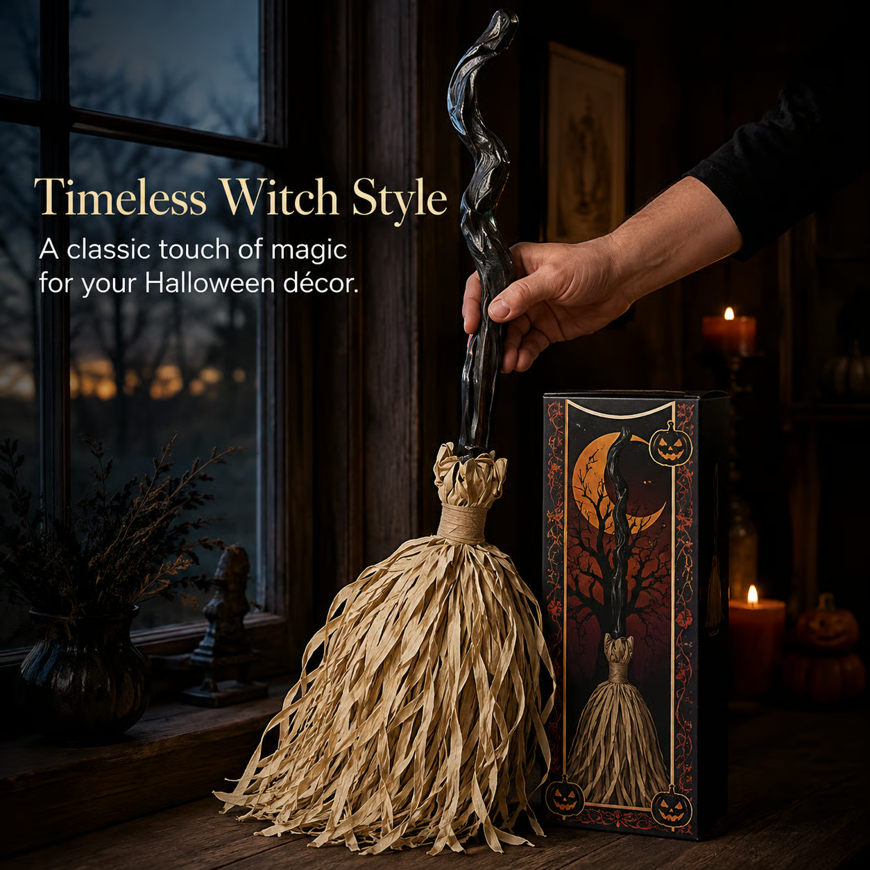 Magic Halloween Animated Moving WitchBroom Light-Sound-Motion