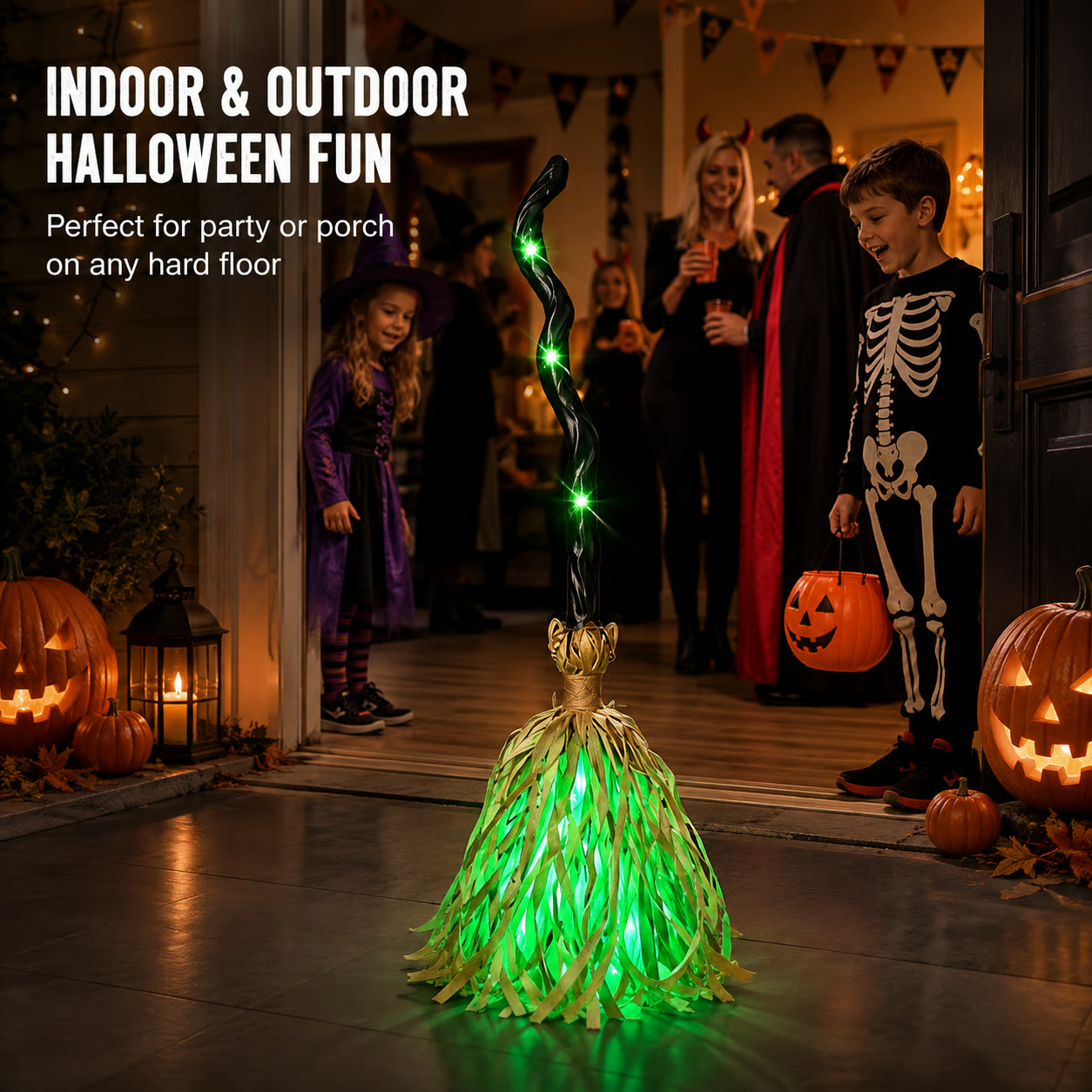 Magic Halloween Animated Moving WitchBroom Light-Sound-Motion