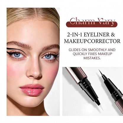 2-in-1 Waterproof Liquid Eyeliner Pencil with Correction Pen