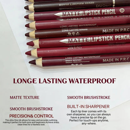 12-Piece Matte Lip Liner Set with Sharpener