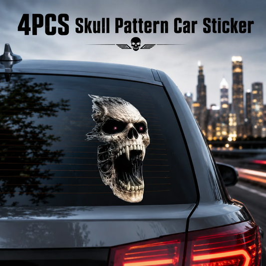4PCS Skull Pattern Car Sticker, Waterproof Durable Car Decorative Sticker