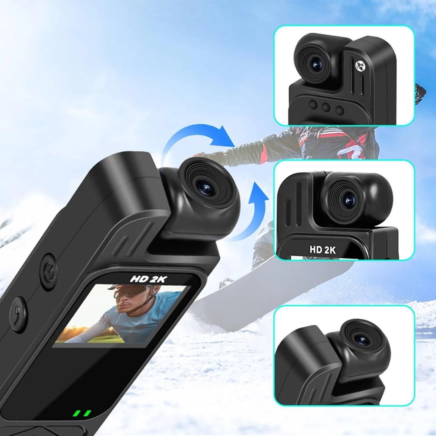 4K Body Camera with Audio and Video Recording with 180 Rotating Lens