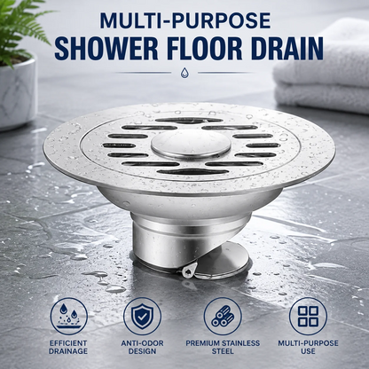 Multi- Purpose Shower Drain, Grate Cover, for Kitchen Balcony Bathroom and Washroom